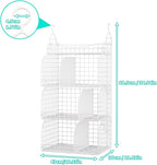 HapiRm Hanging Closet Organizer Storage - 3 Tier Metal Stackable Hanging Closet Shelves with Dividers and S Hooks, Foldable Clothes Shelves for Clothes, Pants, Shoes, Coat, Hats Clutches Accessories