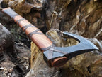 Ragnar Viking Axe - Hand Forged Carbon Steel Hatchet with Leather Sheath | Norse Bearded Axe for Camping, Throwing, Hunting, Outdoor Survival | Gift for Men