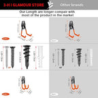 3-H Heavy Duty Garage Hooks 10 Pack, Garage Wall Hooks with Extra Welding Spots,Wall Mount Storage Organizer for Hanging Garden Lawn Tools, Chair, Shovel, Blower (Orange)