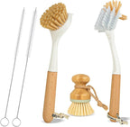 5 Pack Bottle Brush Set with 2 Dish Brush, Palm Scrub Brush and 2 Straw Brush for Kitchen Dishes Bottle Cup Pot Pans and Straws