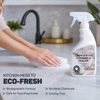 Countertop Cleaner & Sealer – Streak-Free Spray for Granite, Marble & Quartz | Cleans & Protects in One Step | USDA BioBased, Non-Toxic, No Film
