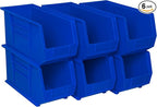 Akro-Mils 30265 AkroBins Plastic Storage Bins, Space-Saving Stackable Bins for Garage, Pantry, Craft Organization, 18-" x 8.25-" x 9-", Blue, 6-Pack