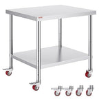 Vevor 30x36x34 Inch Stainless Steel Work Table 3-Stage Adjustable Shelf with 4 Wheels Heavy Duty Commercial Food Prep Worktable with Brake for Kitchen Prep Work : Everything Else