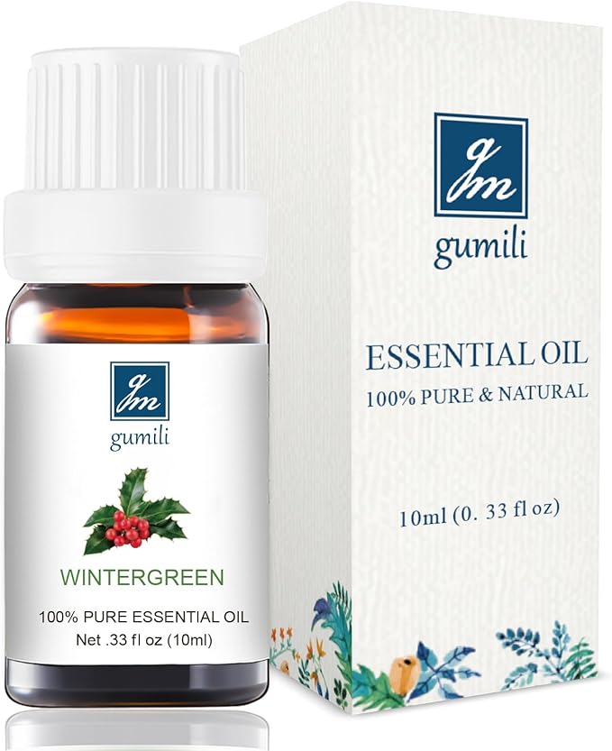 Wintergreen Essential Oil - Pure Organic Wintergreen Oil for Aromatherapy, Diffusers, Spray, Skin & Hair Care, Massage, Cleaning - 10mL