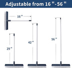 BOOMJOY Floor Scrub Brush with 57" Long Handle, 12" Wide Head, 2 in 1 Scrape and Brush, Stiff Bristle for Cleaning Bathroom, Patio, Kitchen, Tile, Wall and Deck