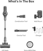 Ultenic Cordless Vacuum Cleaner, 550W 50Kpa Stick Vacuum with Car Dashboard Screen, Tangle-Free Brush for Pet Hair, Max 45mins Runtime, LED Display Tools for Hard Floor, Carpet, Car Cleaning, U12