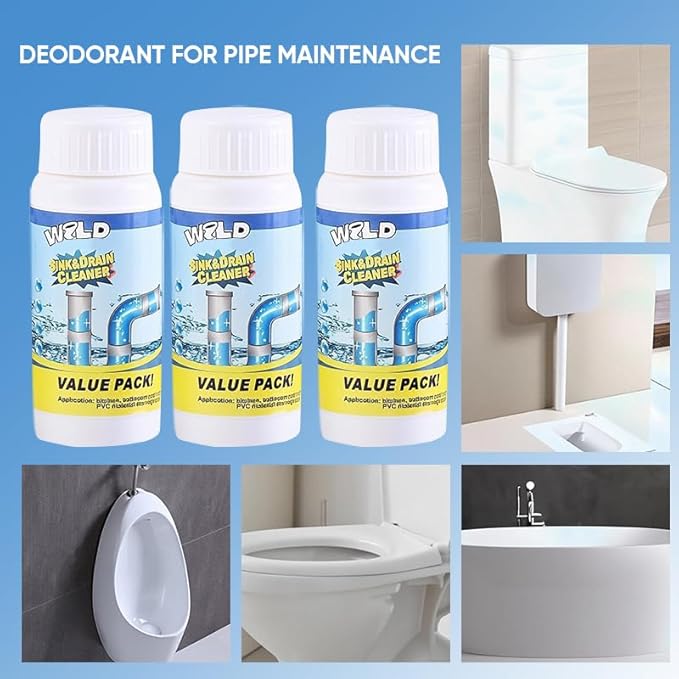 Wild Sink and Drain Cleaner Powder - Rapid-Foam Fast-Acting Pipe Declogger for Kitchen, Bathroom, Toilet, Shower Drain Maintenance (1 pcs)