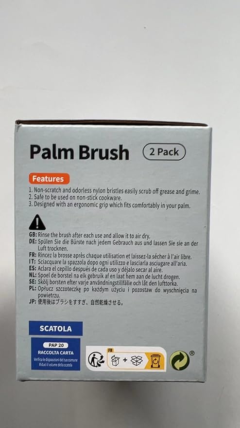 MR.SIGA Dish Scrub Brush, Palm Brush Dish Scrubber with Ergonomic Grip, Kitchen Brushes for Dishes, Blue, Pack of 2