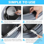 2PCS Washing Machine Cleaning Brush,Rolling Washing Machine Cleaning Brush,Washing Machine Cleaner Front Loader,Washing Machine Cleaning Tools with Storage Hook(23.23x5.51x1.38inch)