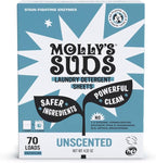 Molly’s Suds Laundry Detergent Sheets | Gentle on Sensitive Skin, Powerful Bio-Based Enzymes, Stain-Fighting | Liquidless & Plastic-Free Packaging | 70 Loads (Unscented)