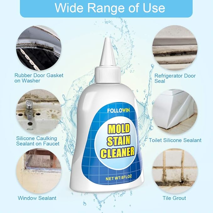 FOLLOWIN Household Mold Stain Cleaner, Mildew Gel for Front Loader Washing Machine Seal, Acrylic Hat Holder for Closet Countertop Display