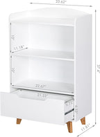 UTEX Kids Bookshelf, Children Bookcases with Storage and Drawer, Wood Kids Toy Storage Organizer for Playroom, Nursery School, White