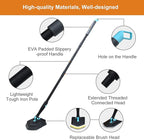 Long Handled Scrub Brush for Shower,3-in-1 Cleaning Brushes with 3 Different Function Cleaning Heads Brush for Shower Cleaning Bathroom Kitchen Walls Tub Tile (Black)