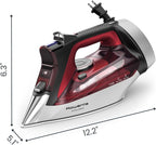 Rowenta, Iron, Focus Excellence Stainless Steel Soleplate Steam Iron for Clothes, Retractable Cord, 400+ Microsteam Holes, Powerful steam, LED Display, 1750 W Ironing Clothes, Cordreel, Red DW5433