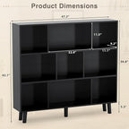 YESHOMY 9 Black Cube Bookcase, Open Frame 3-Tier Book Shelf, Bookshelf Storage Organizer with Feet & Anti-Tilt Device for Organization, Room Decor