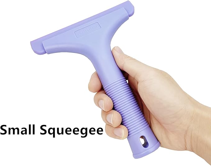 Super Flexible Silicone Squeegee, Auto Water Blade, Water Wiper, Shower Squeegee, 5.9'' Blade and 7.5'' Long Handle, for Car Windshield, Window, Mirror, Glass Door, Purple
