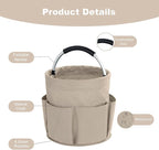 17L Cleaning Caddy with Handle, Cleaning Supplies Organizer, Foldable Storage Basket, Cleaning Supply Caddy, Portable Multi Cleaning Bucket Bag for Home, Garden (Khaki)