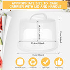 Baderke 10 Inch Round Cake Carrier with Lid and Handle - Two Sided Cake Holder & Box for Transport, Pie, Cupcake(White)
