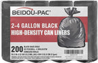 2-4 Gallon Trash Bags, 200 Count Black Garbage bags, Small Trash Can Bin Liners for Bathroom, Office, Industrial, Commercial, Janitorial, Municipal, Recycling…