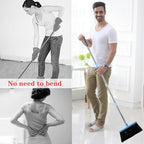 Broom and Dustpan Set for Home 2026 Indoor Outdoor Broom with Dustpan Combo Set Upright Dust Pans with Long Handle Angle Broom for Kids Garden Pet Hair Lobby Wood Floor Kitchen