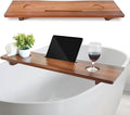 Luxe Premium Acacia Wood Bathtub Tray Caddy with Adjustable Legs, 35x9 Inch Large Wooden Bath Tub Board, Anti-Tipping Bath Shelf Over Tub, Bathtub Accessories