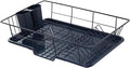 Sweet Home Collection Space-Saving 3-Piece Dish Drainer Rack Set: Efficient Kitchen Organizer for Quick Drying and Storage - Includes Cutlery Holder and Drainboard - Maximize Countertop Space, Navy