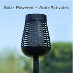 PIC Bug Zapper, 600V Solar Powered Insect Trap & Fly Zapper for Outdoor Use, LED Flickering Flame, Activates Automatically in Dark, Weatherproof Outdoor Fly Trap, Kills Bugs on Contact, Twin Pack