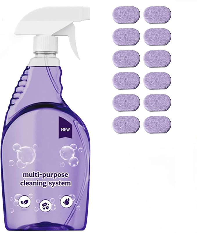 The All-In-One Multi Purpose Cleaning System with Cleaning Tablets - Cleaning Spray for Every Stain - Cleaner(1 Bottle+18Tablet)
