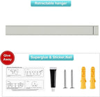 Wall Mounted Drying Rack - No Drill Installation, Space Saving Foldable Clothes Rack for Laundry Room, Dorm, Apartment,RV, Closet. Heavy Duty & Rustproof Aluminum Alloy (White)