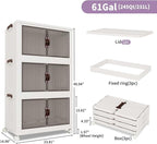 Luxdecor 252Qt Storage Bins With Lids-Stackable Plastic Storage Bins on Wheels, Closet Organizers and Storage,Collapsible Storage Cabinet with Doors for Office Garage Kitchen Under Stairs,Larger 3Tier