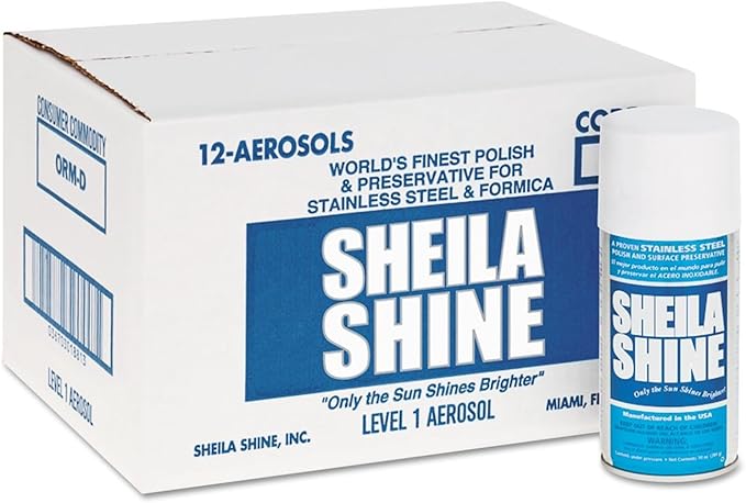 Sheila Shine Stainless Steel Polish & Cleaner | 12 x 10 oz Aerosol Spray Can| Protects Appliances from Fingerprints and Grease Marks | Residue & Streak Free |10 Oz Aerosol Can | Pack of 12