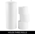iDesign Freestanding Bathroom Toilet Paper Storage Holder with Lid for 3 Extra Rolls,White,(Pack of 4)