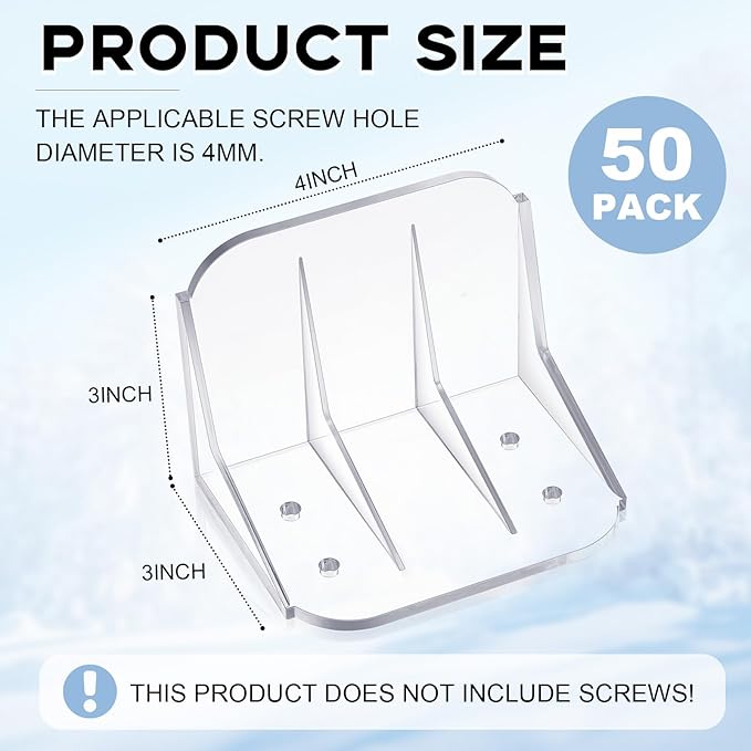 Taiyin 50 Pack Large Snow Guards for Metal Roofs 4 x 3 x 3 Inch Jumbo Ice Guard Snow Stops for Prevent Sliding, Without Screws or Adhesive (Clear)