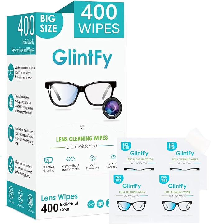 Lens Wipes for Eyeglasses,400 Count (Pre-moistened Indepently Packaged,Safe,Scratch Free, Suitable for Eyeglass,Sunglasses,Camera,Goggle,Phone,Tablet)