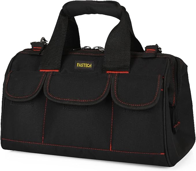 FASTECH 22-inch Heavy Duty Tools Bag With Wide Mouth For Tool Storage, Carrier and Organizer, Tote Bag for Men, Wide Mouth Tool Bag With Inside Pockets (22Inch)