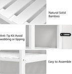 VASMIA 6-Tier Bamboo Shelf,Bamboo Storage Shelving Unit,Tall Bookcase with Adjustable Shelves,Multipurpose Storage Display Shelf for Bathroom, Living Room, Balcony, Kitchen,White