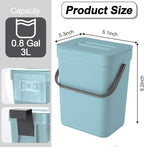 Compost Bin Kitchen, Bring 5 Rolls (100) of Garbage Bags, for Use on Countertops or Under Sinks, Hanging Trash Can with Lid, for Cupboard/Bathroom/Bedroom/Office/Camping(Bule 0.8 Gallon/3L)