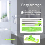 Dust Mop for Floor Cleaning with 2 Washable Chenille Pads and Extendable 58” Long Handle, Dry Wet Flat Mop with Scouring Pad for Hardwood, Laminate, Tile, Marble ，Green