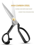 BVEKADO Sewing Scissors 9 Inch, Fabric Dressmaker Scissors Heavy Duty Shears for Tailors Dressmaking, Professional for Upholstery Crafting-Cutting Fabric Leather Paper(High-carbon Steel) White