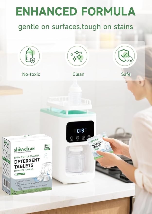 Detergent Tablets For Baby Bottle Washer,Fragrance & Residue Free,Safe Formula,Deep Cleaning soap,Compatible with Momcozy,Baby Brezza,Grownsy and All Brands Sterilizer and Dryer,120 Pcs