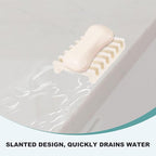 uxcell 2 Pcs Self Draining Silicone Soap Dish, Soap Tray with Drainage for Bathroom Shower Kitchen Sink, 4.2" x 3.1" x 0.8", Grain Pattern Beige