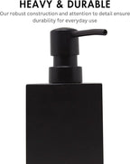Matte Black Soap Dispenser for Bathroom, 15oz Square Rustproof Liquid Hand Dish Soap Dispenser Pump for Kitchen Sink, Countertop, and Bathroom