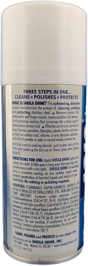 Shiela Shine 3 Oz. Stainless Steel Cleaner and Polish Spray, Removes Grease, Fingerprints, Watermarks in Household, Kitchen Cleaner Spray for Stainless Steel Ideal for Appliances, Fridge, Sink, Stoves