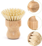 4 Packs Bamboo Palm Scrub Brush Sisal Dish Brush Round Natural Dish Scrubber for Cast Iron Pots, Pans, Kitchen Sink and Vegetable