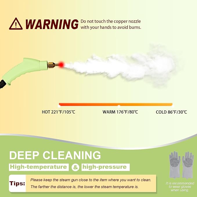 Steam Cleaner,15s Heat-Up,1.4L Tank,Steamer for Cleaning with 10 pcs Accessories,Multi-2500W High Temperature and Pressure handheld steamer,Steam Clea (1-Green)