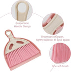 Mini Dustpan and Brush Set Portable Small Broom with Dust Pan Handheld Hangable Whisk Broom and Dust Pan for Home, Kitchen, Table, Office, Car 1 Pcs (Pink)