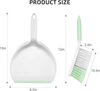 NACENA Dust Pan and Brush Set, Large Hand Broom and Dustpan Set Large Brush and Dustpan Set for Camping Broom and Dustpan Combo for Daily Cleaning Pet Hair Office Home Car, Light & Green