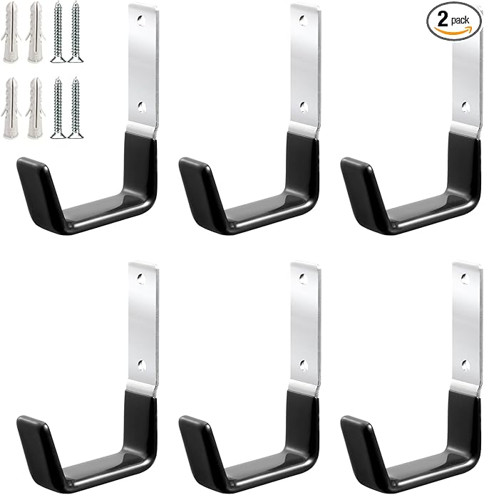 Heavy Duty Steel Garage Hooks,Garage Storage Utility Hooks,Anti-Slip Hanger, Tool Organizer,Steel Wall Mount Organizer, Garden Hose Hanger (Small-6PC)