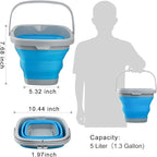 Collapsible Mop Bucket and Ice Bucket-5L(1.3 Gallon) Household Cleaning Silicone Dust Mops Bucket, Portable Bathroom Cleaning Supplies Square Bucket for Cleaning