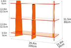 Acrylic Bookshelf, Small 3 Tier Open Bookcase for Small Spaces,Sofa Table, Hallway Entry Table for Home Living Room (Orange, 39.4'' x 11.8'' x 31.5'')